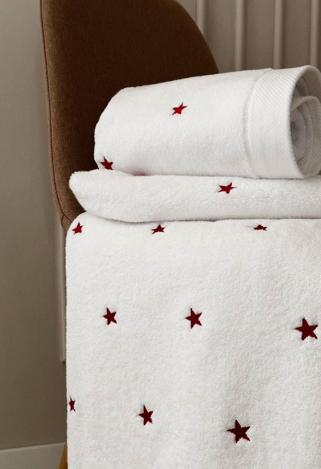 Махровий рушник для бані Cestepe Stars white-red 70х140 Туреччина