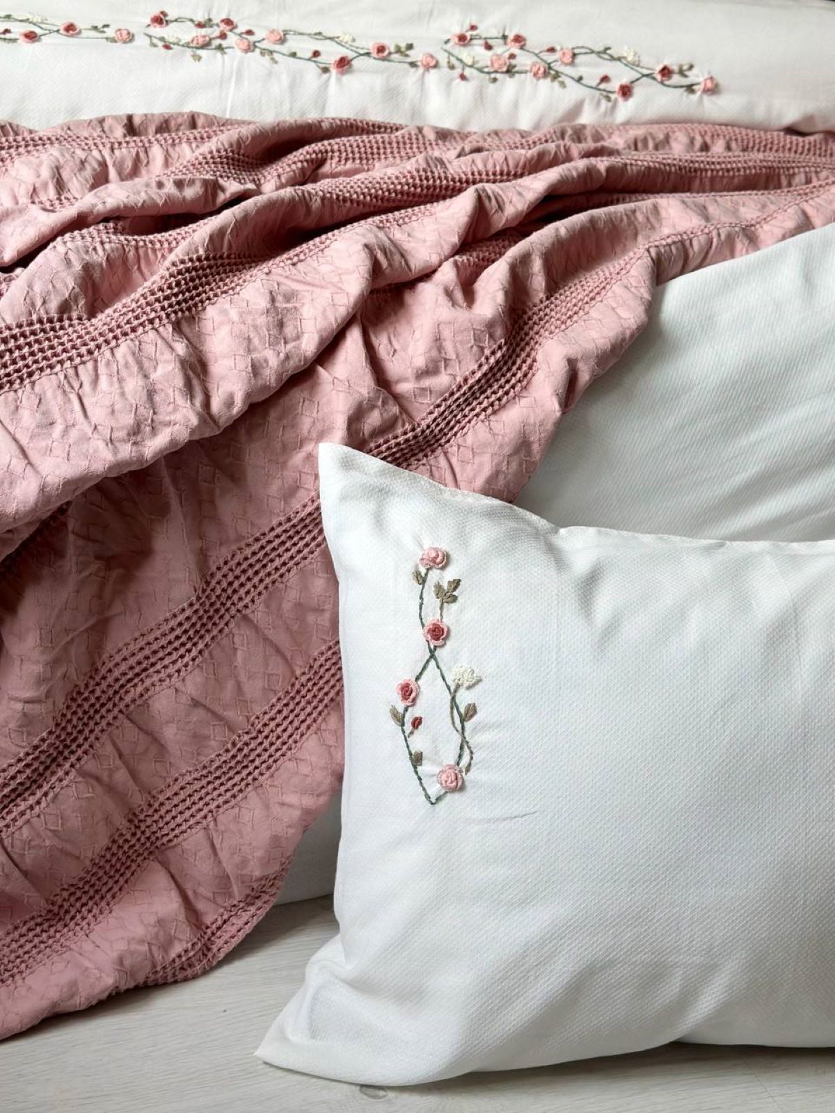 Жакардовий плед-піке Saheser Apollo pudra євро Туреччина