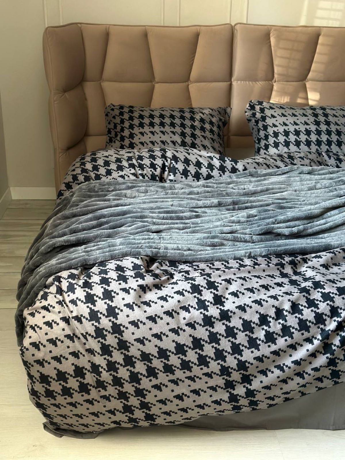 Теплий плюшевий плед Colorful шарпей антрацит євро 210х230