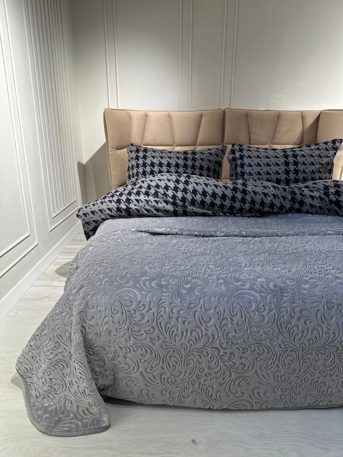 Покривало плюшеве Sarar grey 220х240 Туреччина