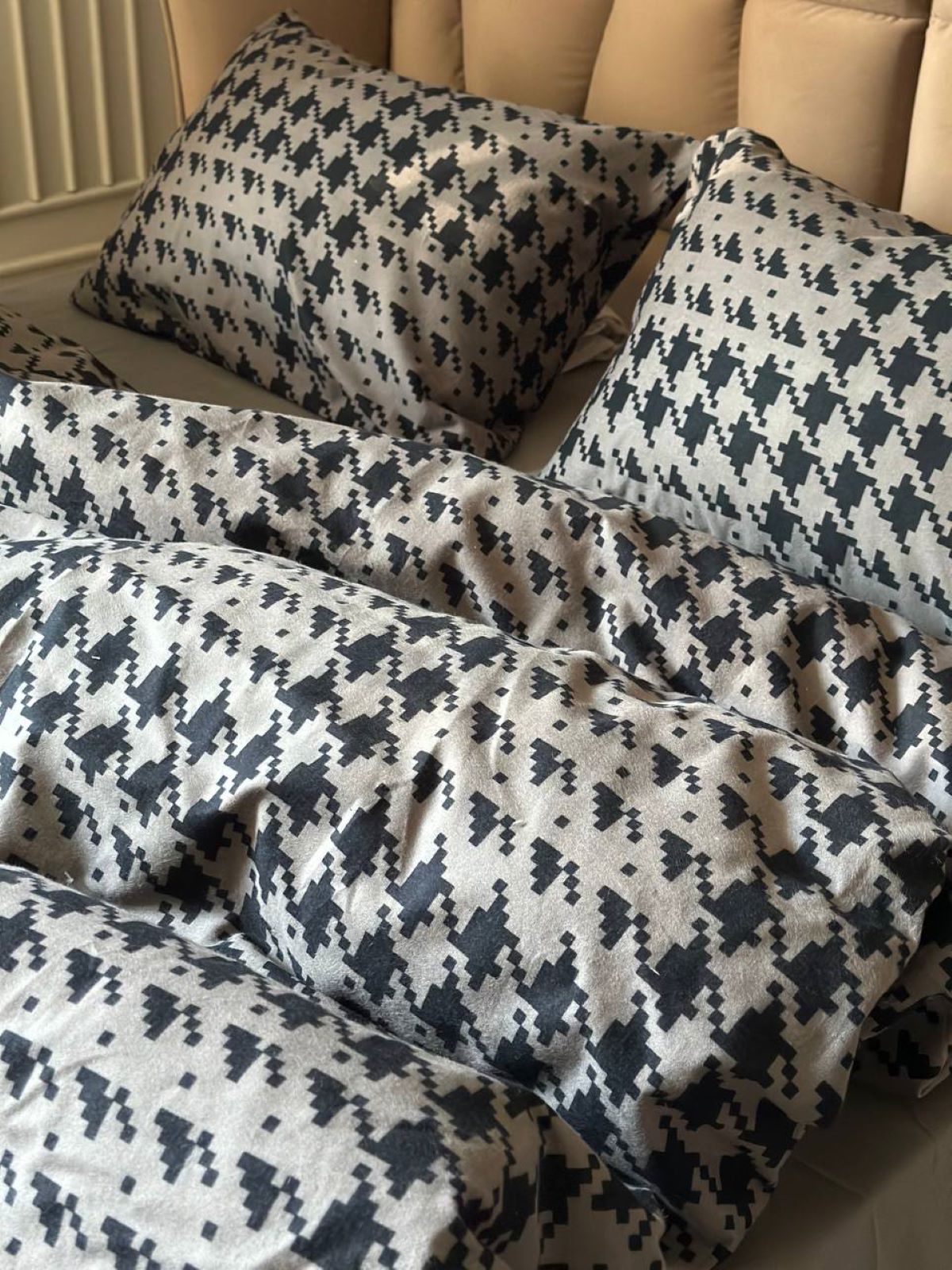 Постільна білизна First Choice фланель Sadora anthracite евро 200х220