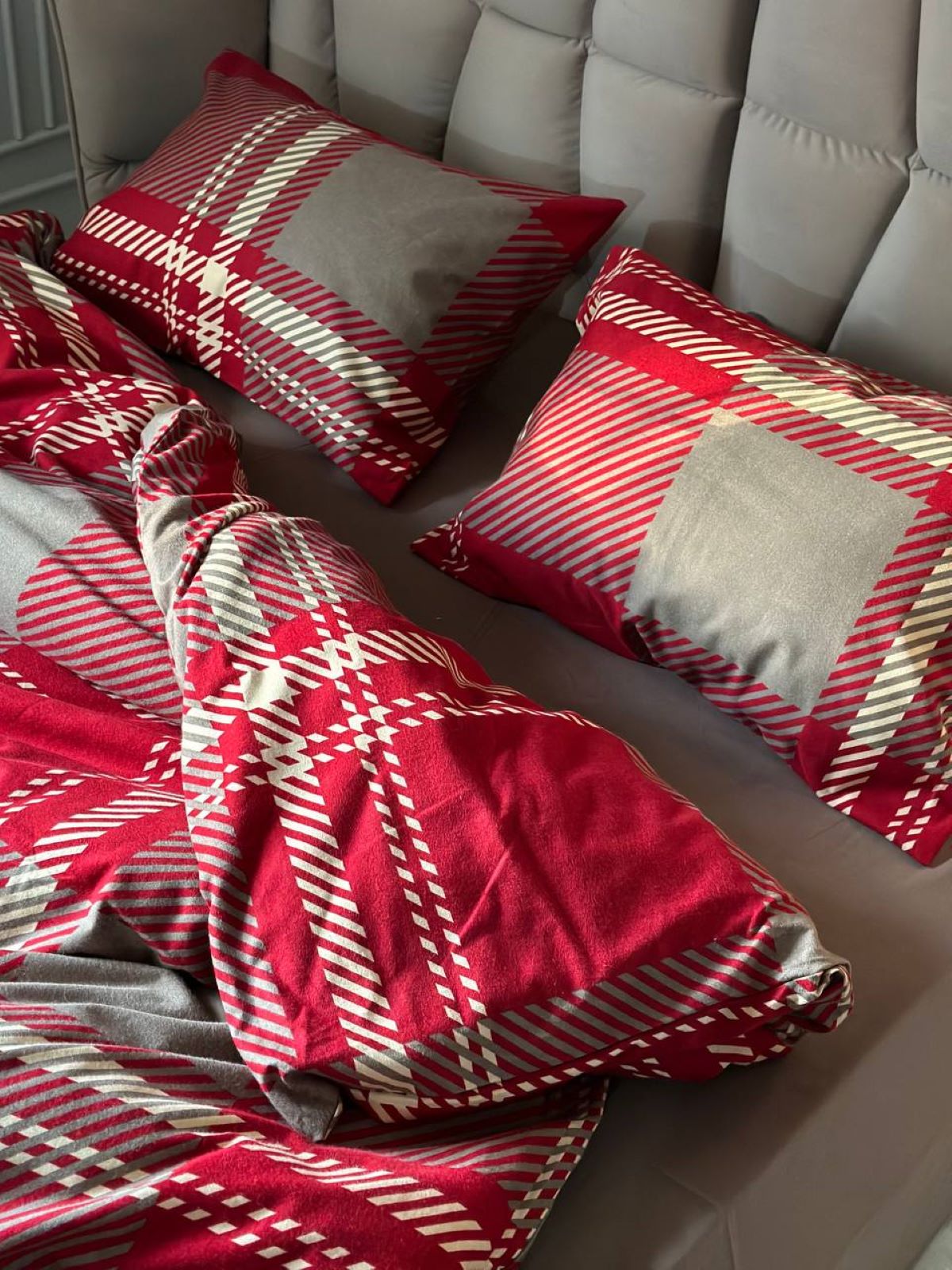 Постільна білизна First Choice фланель Veldor bordeaux сімейна 160х220х2