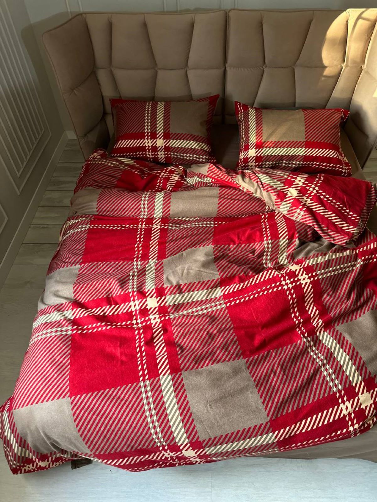 Постільна білизна First Choice фланель Veldor bordeaux полуторна 160х220