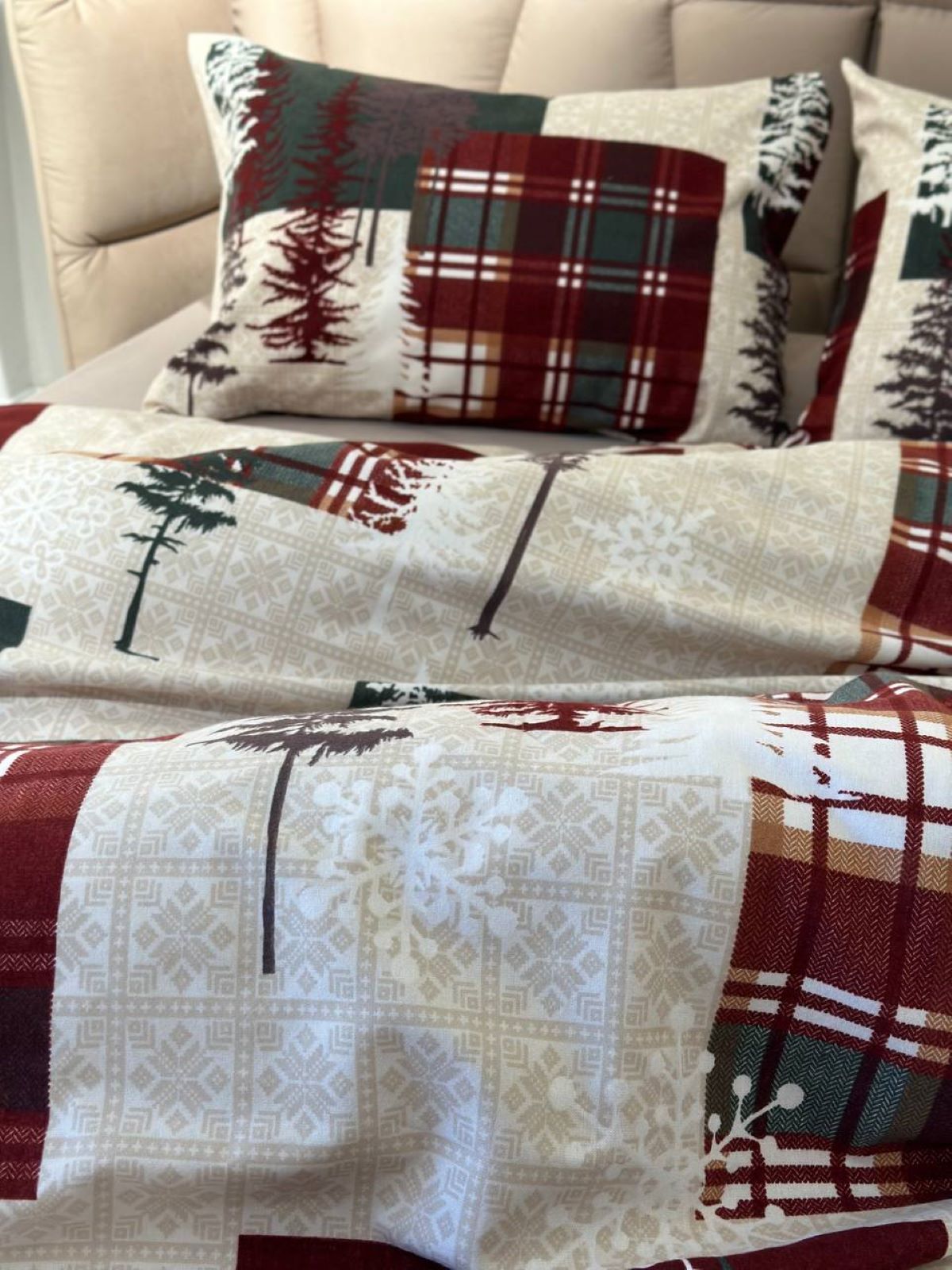 Постільна білизна First Choice фланель Winter beige полуторний 160х220