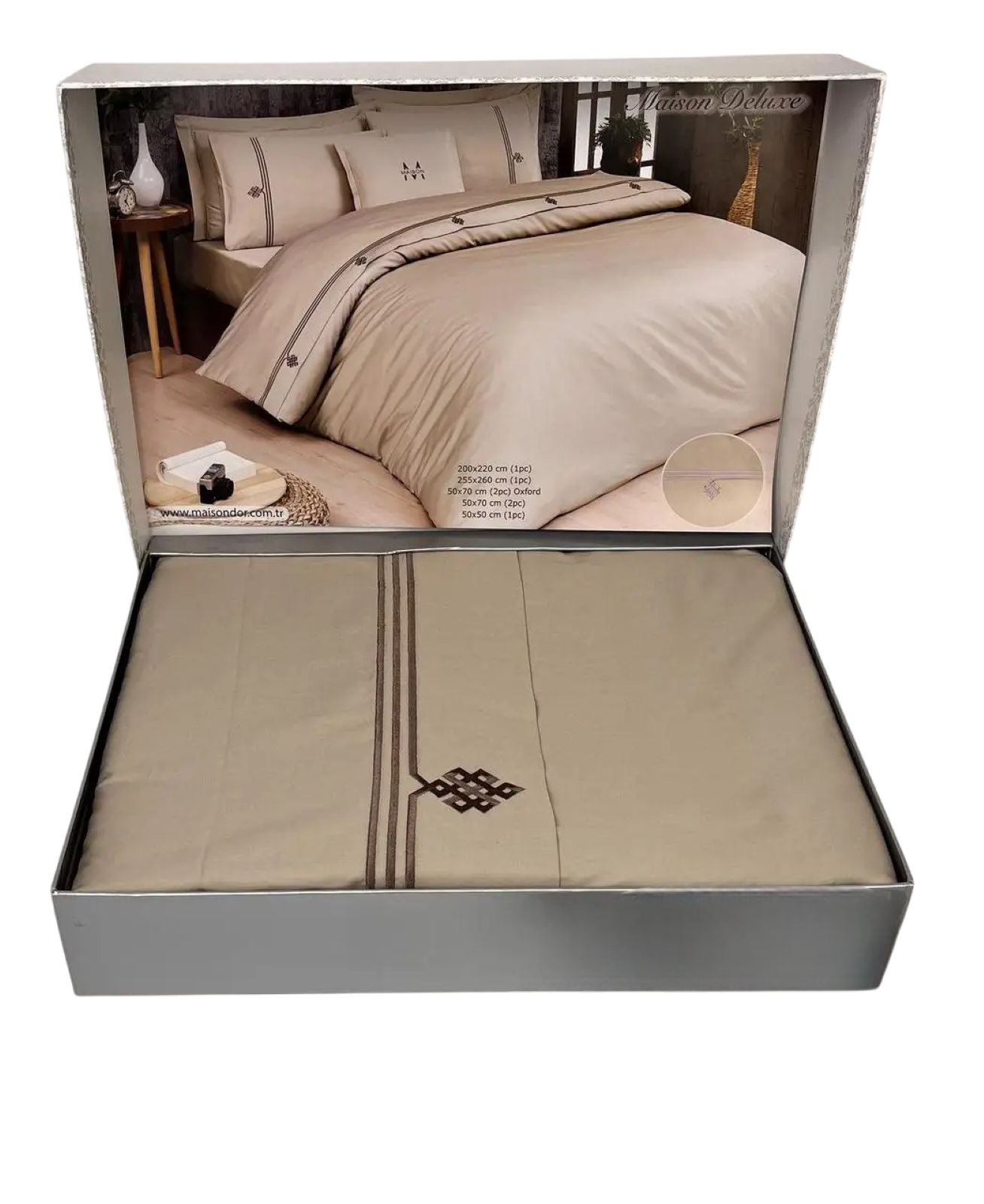 Постільна білизна Maison D'or Maison Deluxe beige-brown 200x220см сатин з вишивкою