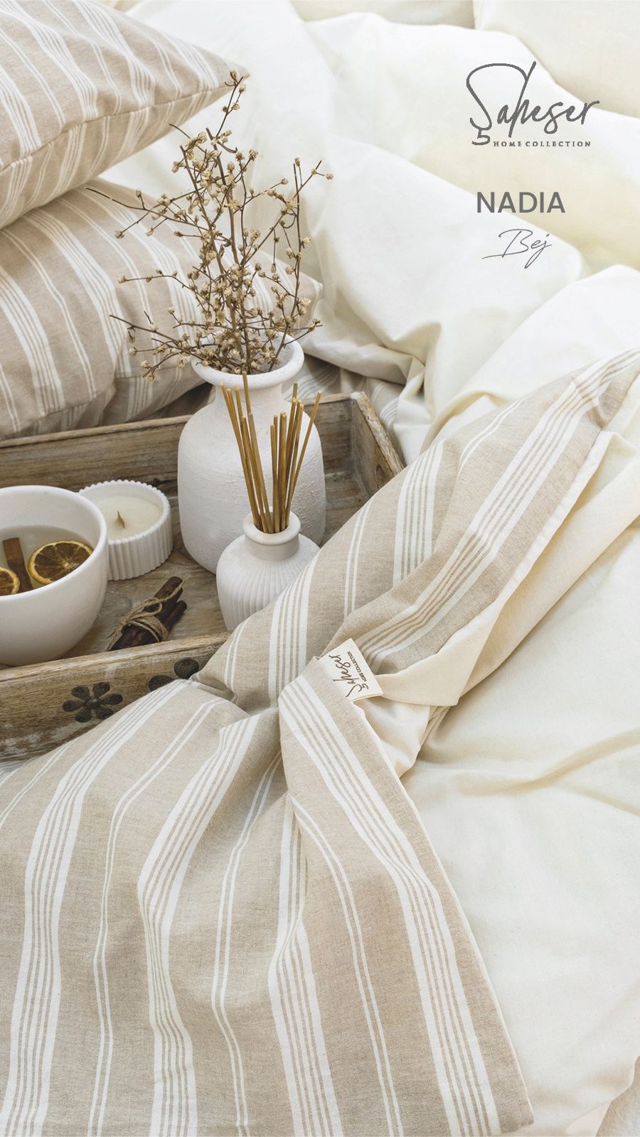 Постільна білизна Saheser Nadia bej євро 200х220