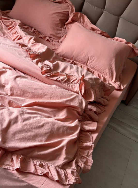 Ексклюзивна постільна білизна Limasso Exclusive Old Rose 200x220 з вареної бавовни