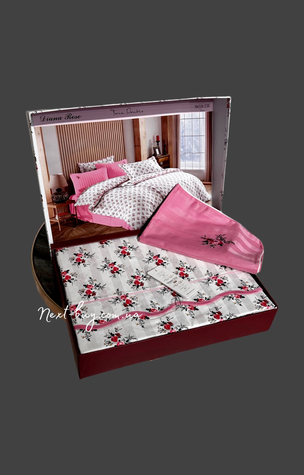 Maison D'or Diana Rose rose постільна білизна сімейна 160х220х2 сатин