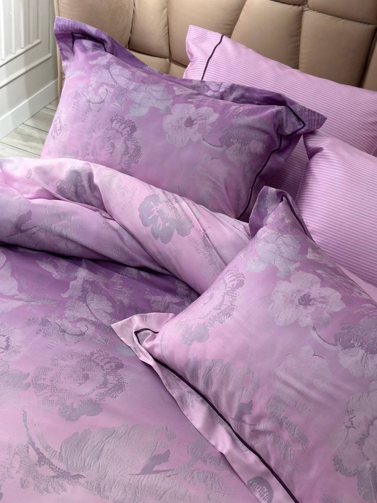 Постільна білизна Maison D'or Ambre dark lilac євро 200х220 тенсел