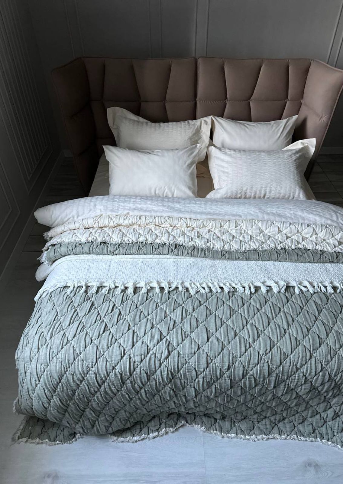 Муслінове покривало з наволочками Atlas green євро Туреччина