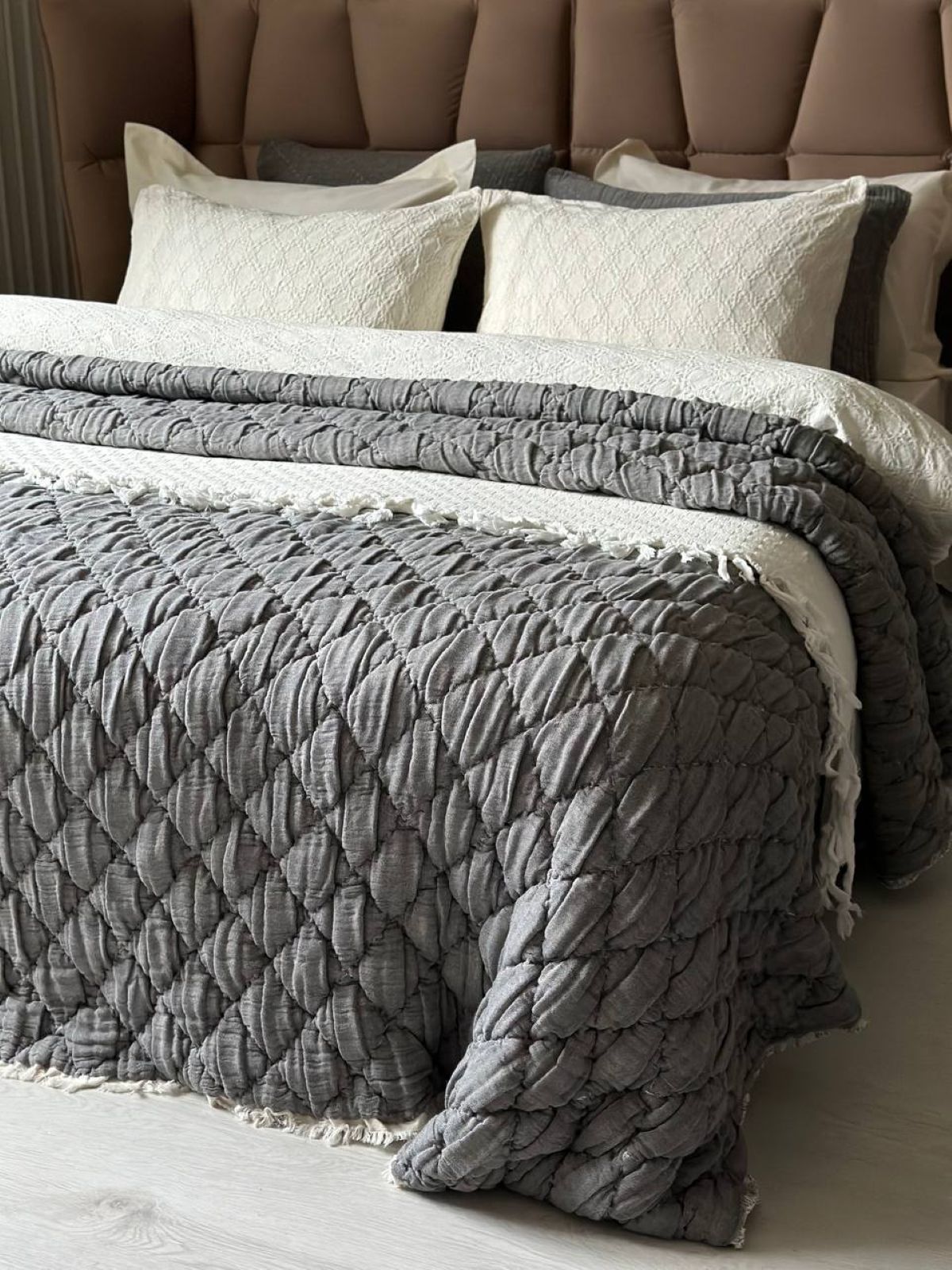 Муслінове покривало з наволочками Atlas grey євро Туреччина