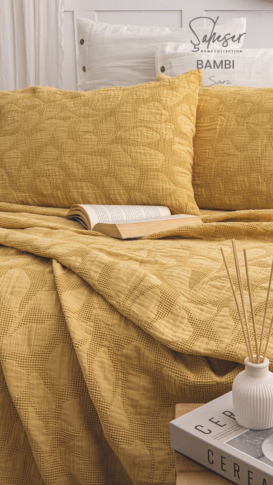 Жакардове покривало з наволочками Saheser Bambi sari євро Туреччина