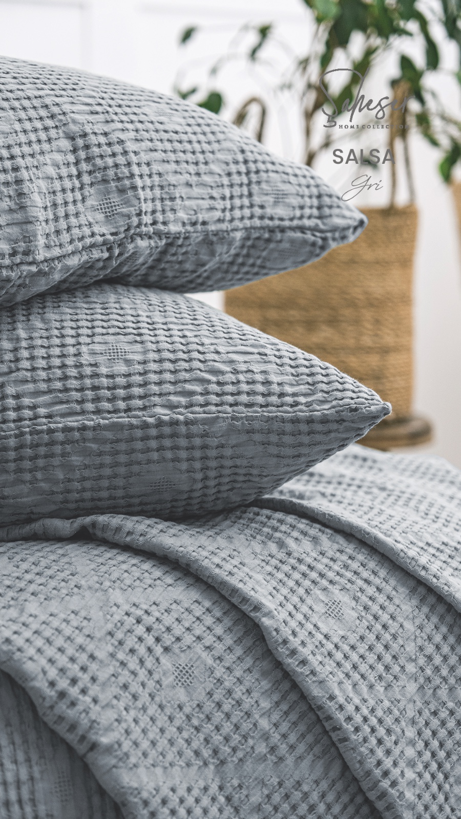 Жакардове покривало з наволочками Saheser Salsa gri євро Туреччина