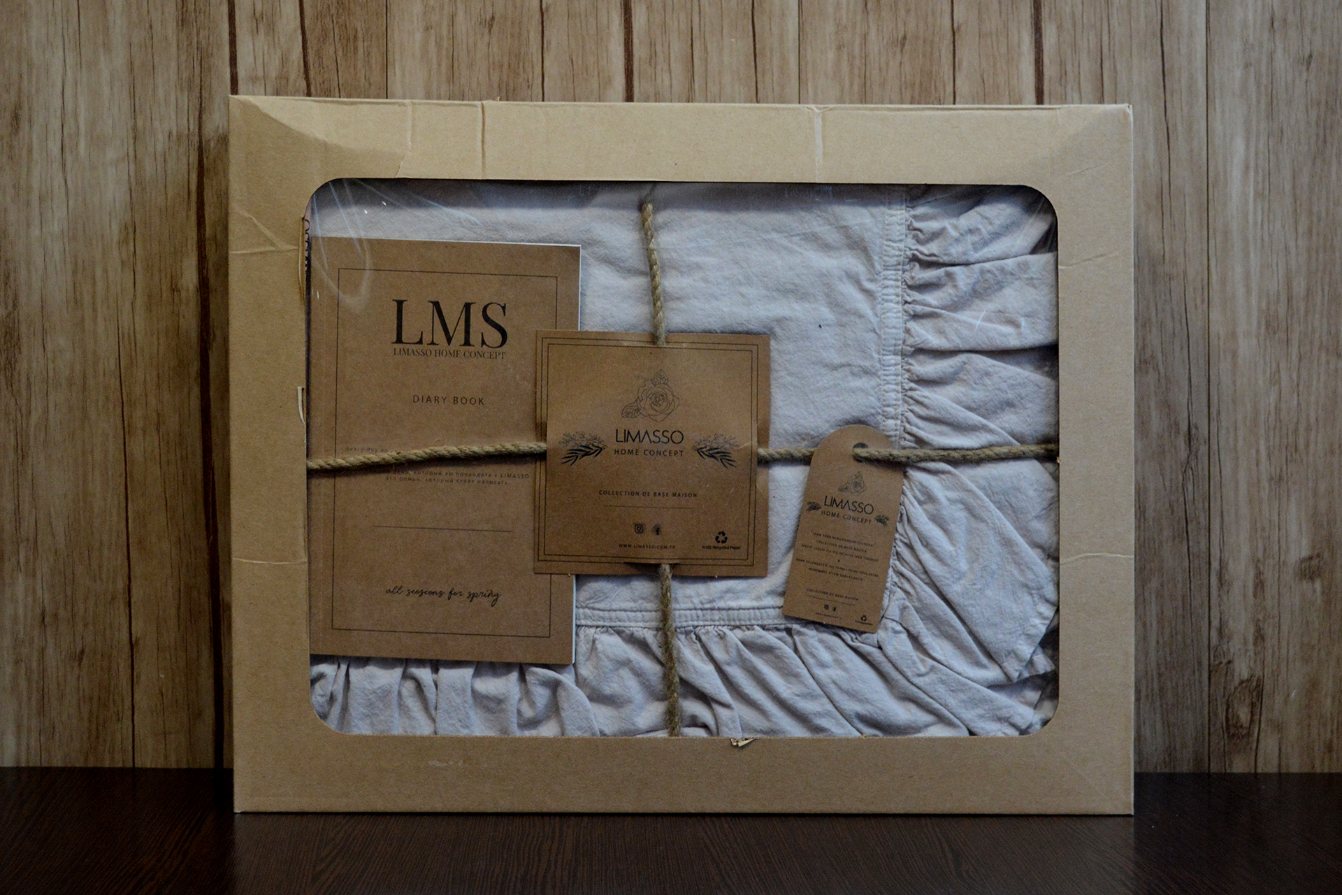 Ексклюзивна постільна білизна Limasso Exclusive Natural Krem 200x220 з вареної бавовни