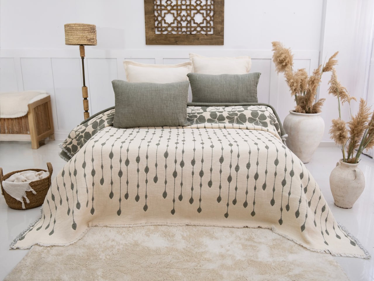 Муслінове покривало з наволочками Saheser Sole Haki євро Туреччина