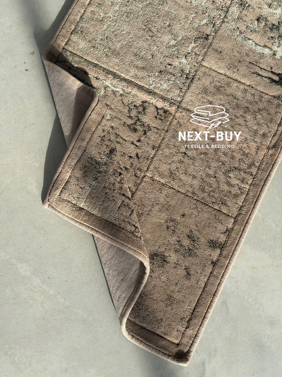 Преміум-набір килимів для ванної бавовняних Maison D’or Gardiner Patchwork Kahve 2 шт (60×100 см + 50×60 см) | Туреччина