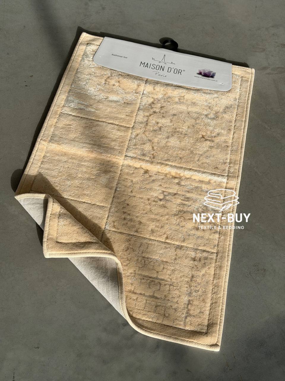 Преміум-набір килимів для ванної бавовняних Maison D’or Gardiner Patchwork Fildisi 2 шт (60×100 см + 50×60 см) | Туреччина