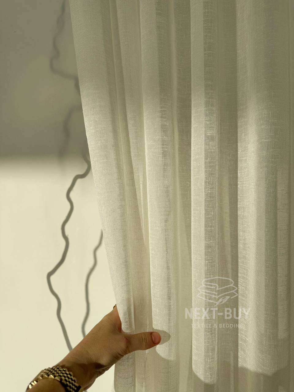 Тюль однотонний кремовий льон Linen Whisper Cream Туреччина