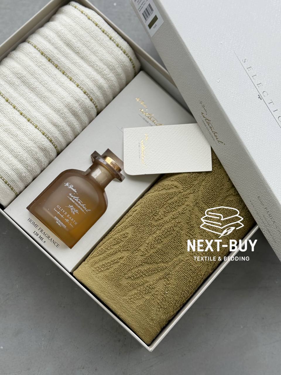 Подарунковий набір рушників з аромадифузором Olive Earth Yesil Istanbul, Туреччина