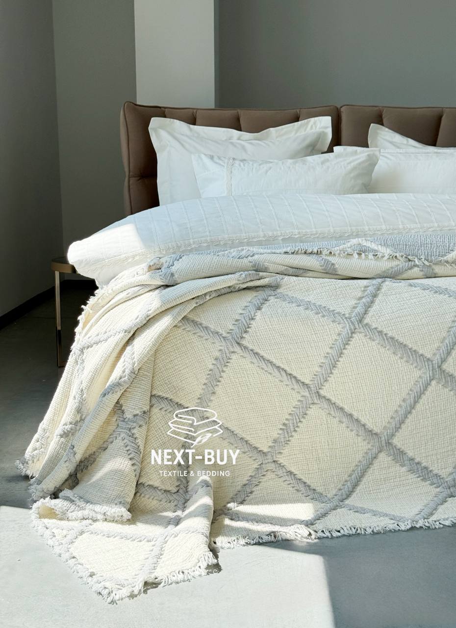 Муслиновое покрывало Sage bloom gri/krem евро Турция