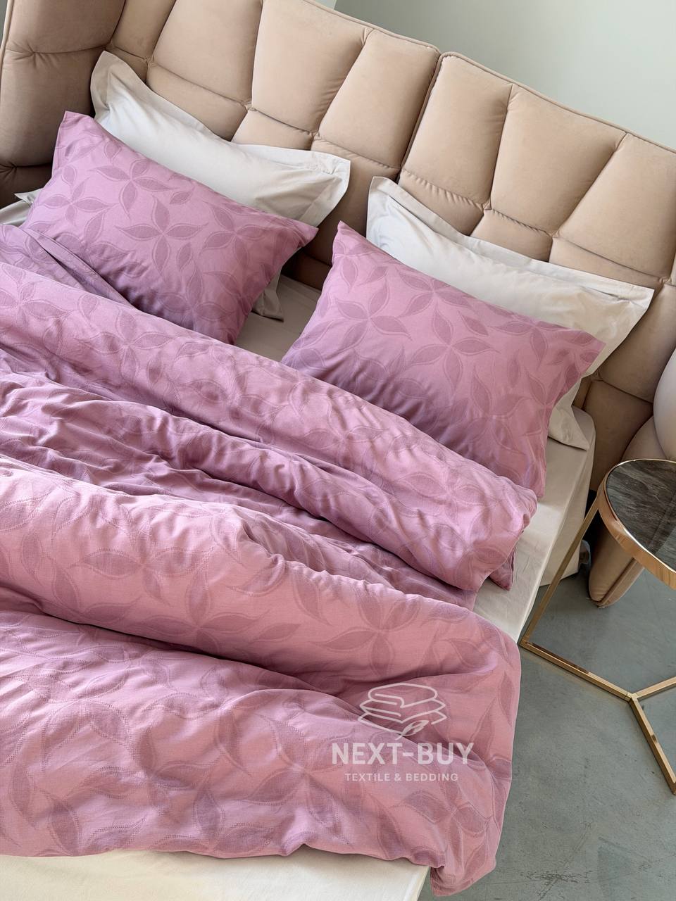 Постільна білизна жакардова Saheser NIMBUS (100% бавовна), Євро комплект – пудрово-сливовий | Туреччина