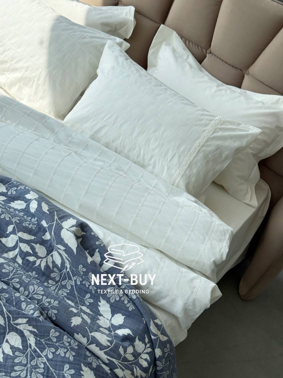 Постільна білизна з простирадлом на резинці Saheser Jasmin Krem