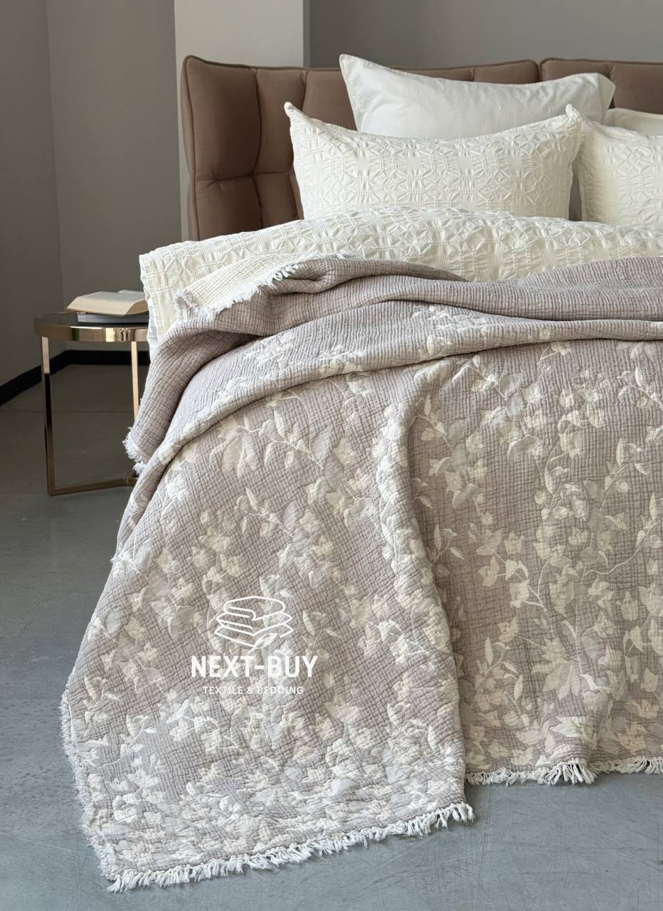 Муслиновое покрывало Misty Garden Mokko/krem евро Турция