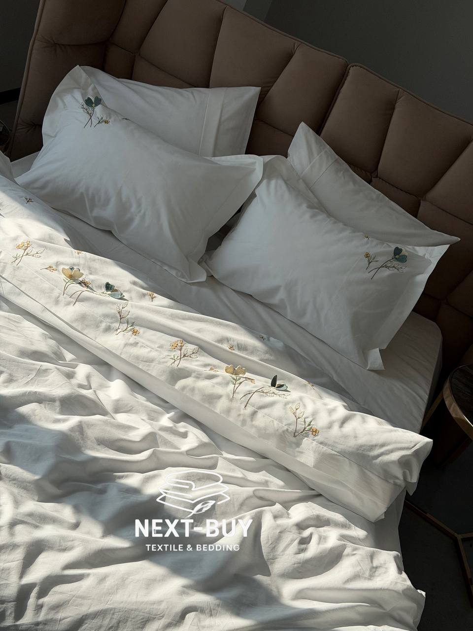 Постільна білизна євро Saheser Harmony Варена бавовна з вишивкою