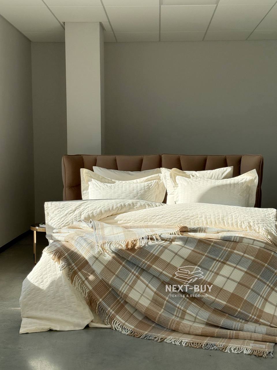 Плед в клетку Aksu Cozy Life Inka Bej