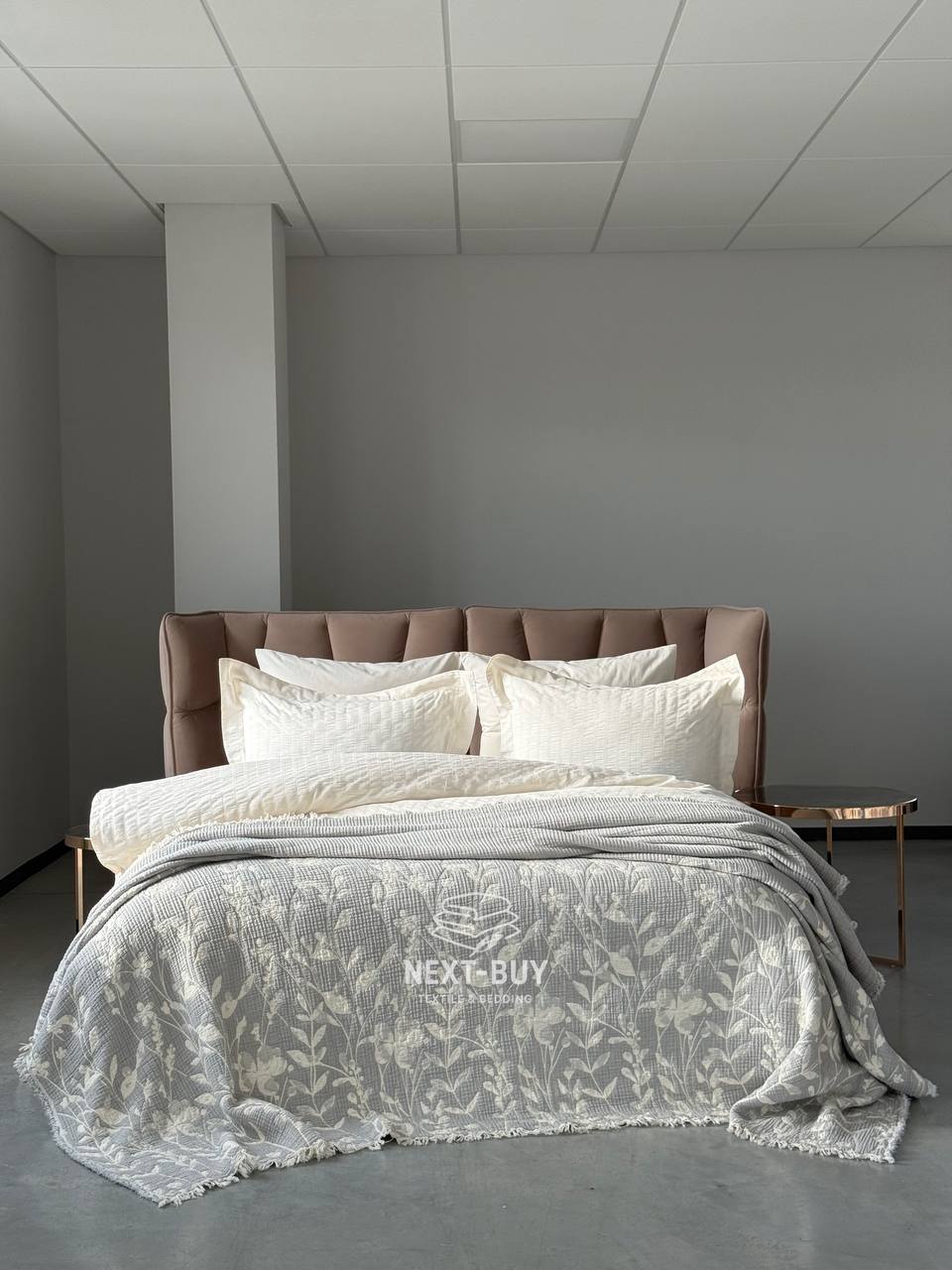 Муслиновое покрывало Misty Garden Gri евро Турция