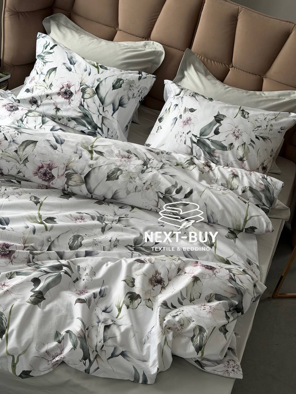 Постільна білизна преміум сатин 300 TC Digital Saheser RUMA євро комплект з дизайнерським квітковим принтом Туреччина