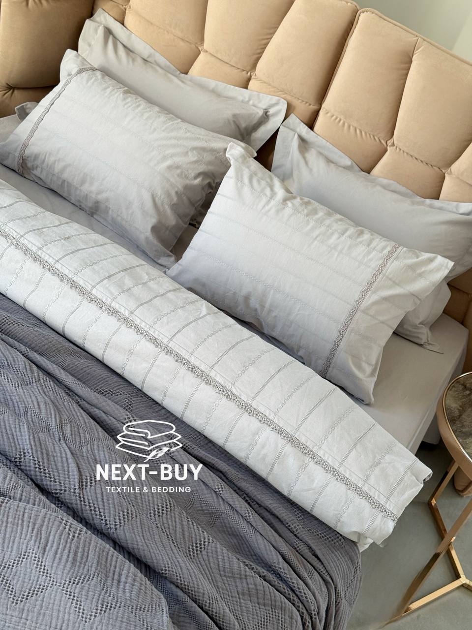 Постільна білизна Saheser Jasmin gri євро 200х220 jacquard