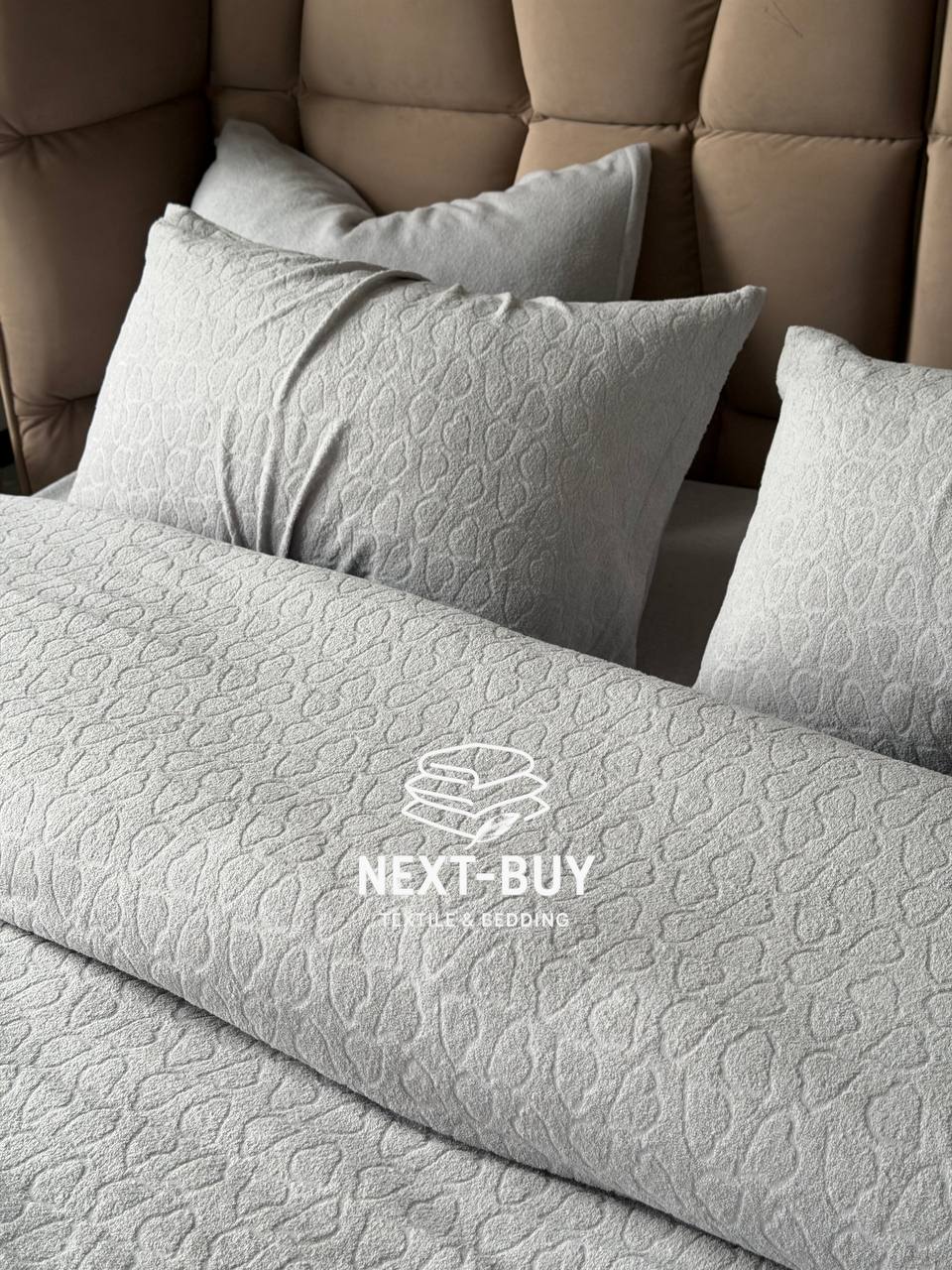 Постільна білизна махрова Maison D'or Jaquard Stretcu Terry Set Grey 200x220см