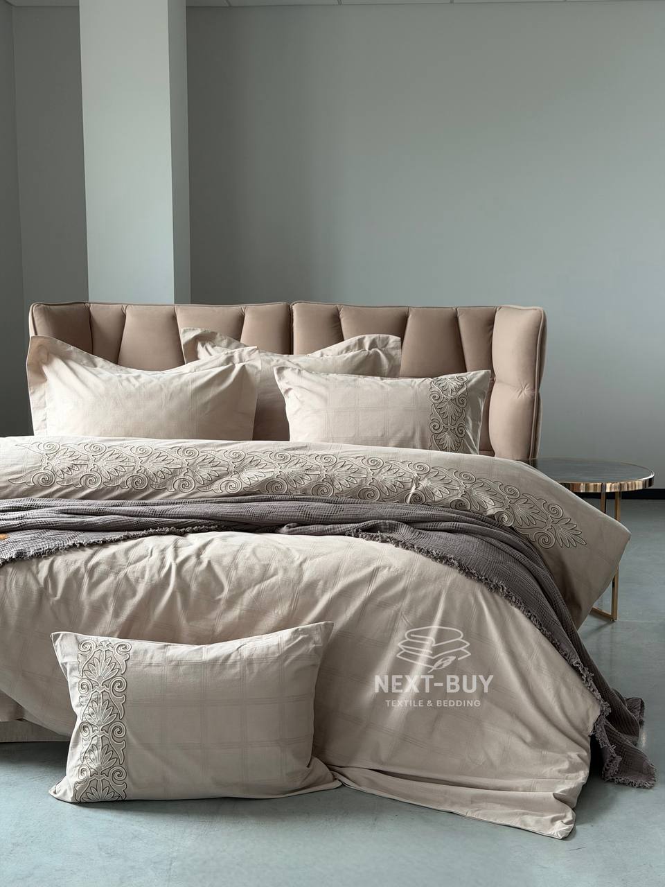 Постільна білизна Saheser Rocco Bej євро 200х220 jacquard