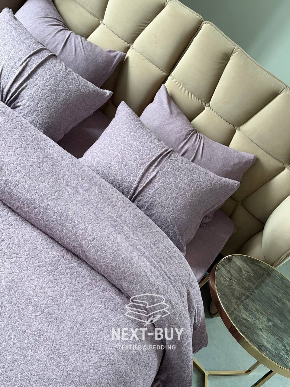 Постільна білизна махрова Maison D'or Jaquard Stretcu Terry Set Murdum 200x220см