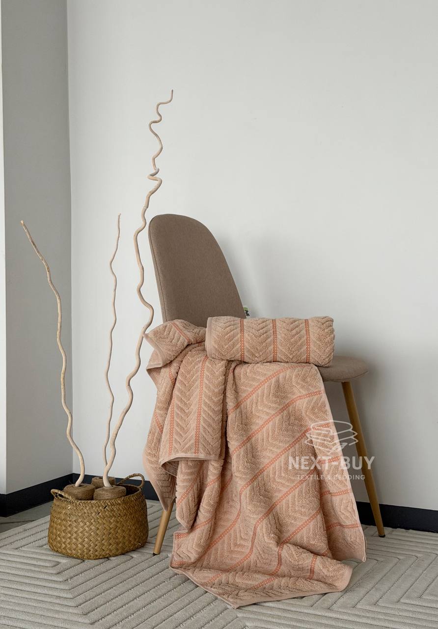 Рушники Multi Terracotta Orange – Туреччина, 100% бавовна, сірий з об’ємним візерунком 2шт