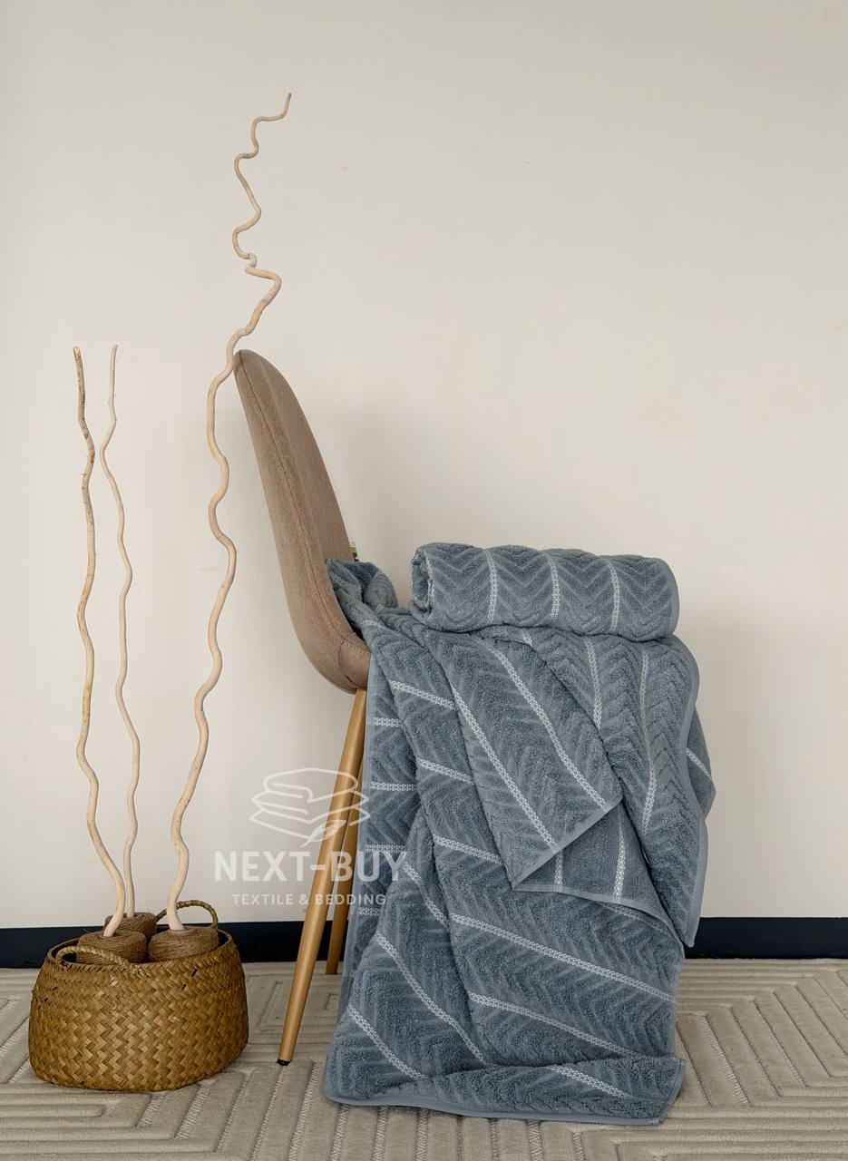 Рушники Multi Dusty Blue – Туреччина, 100% бавовна, сірий з об’ємним візерунком 2шт