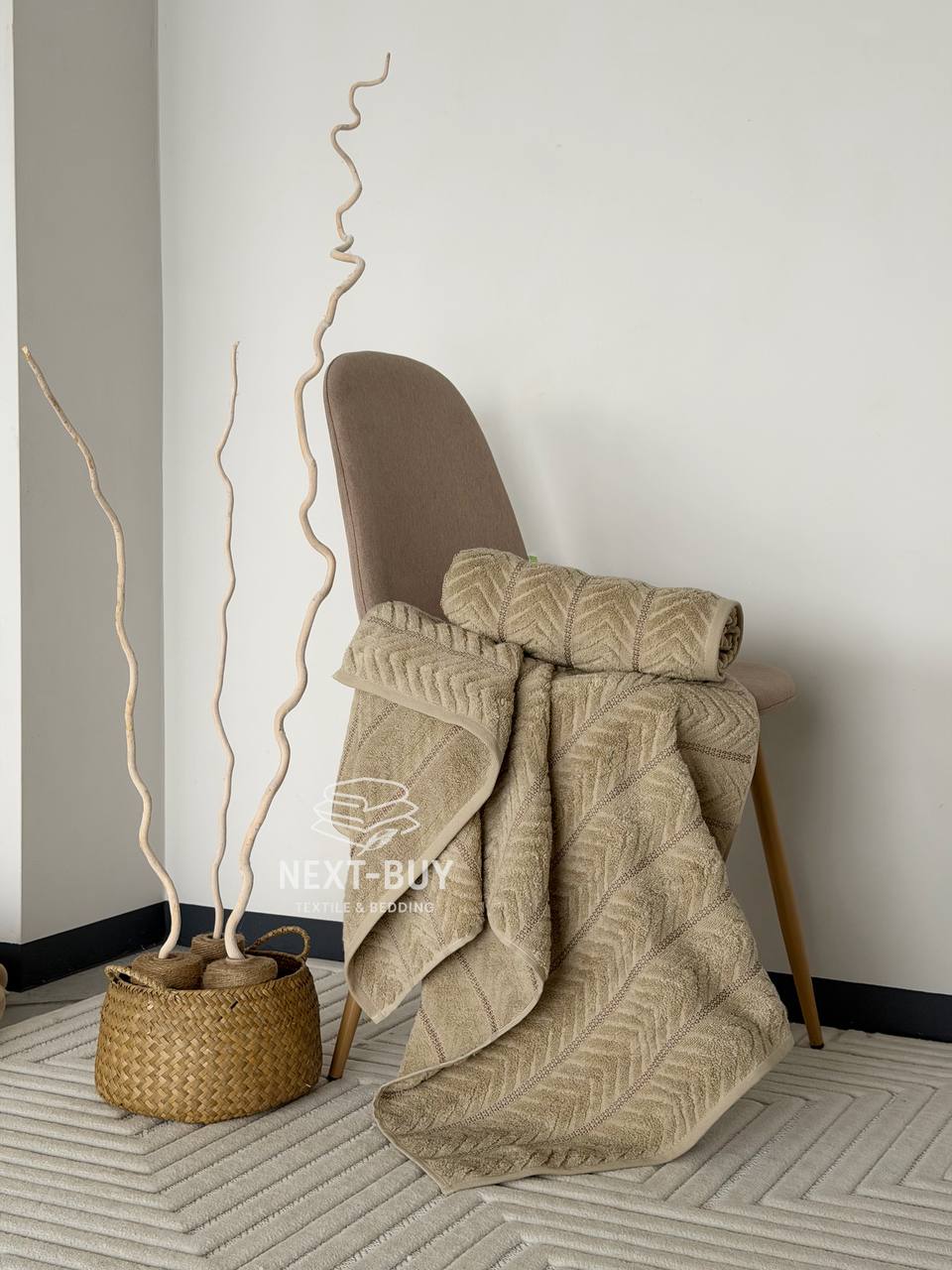 Рушники Multi Dark Beige – Туреччина, 100% бавовна, темний беж з об’ємним візерунком 2 шт.