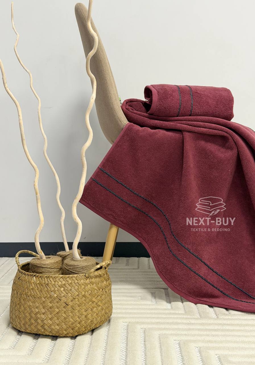 Набір махрових рушників Line Bordo 2 шт: 50×90, 70×140, Туреччина