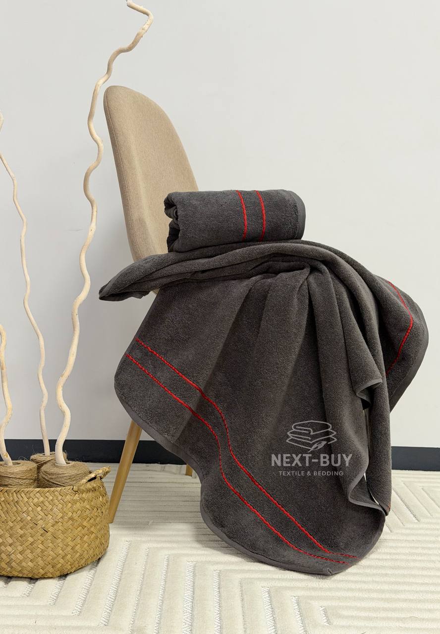 Набір махрових рушників Line Grafite 2 шт: 50×90, 70×140, Туреччина