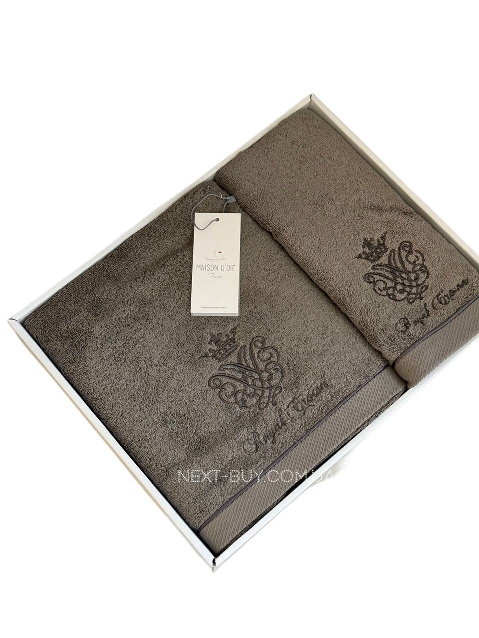 Maison D'or Royal crown antracite набір махрових рушників 3 шт. із вишивкою