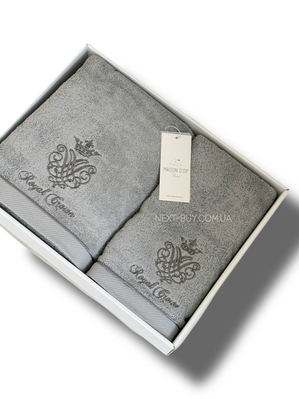 Maison D'or Royal crown grey набір махрових рушників 3 шт. із вишивкою