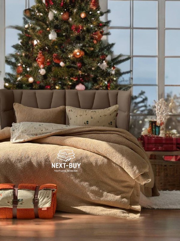 Зимовий комплект постільної білизни двосторонній Wooden Kahve полуторний Туреччина
