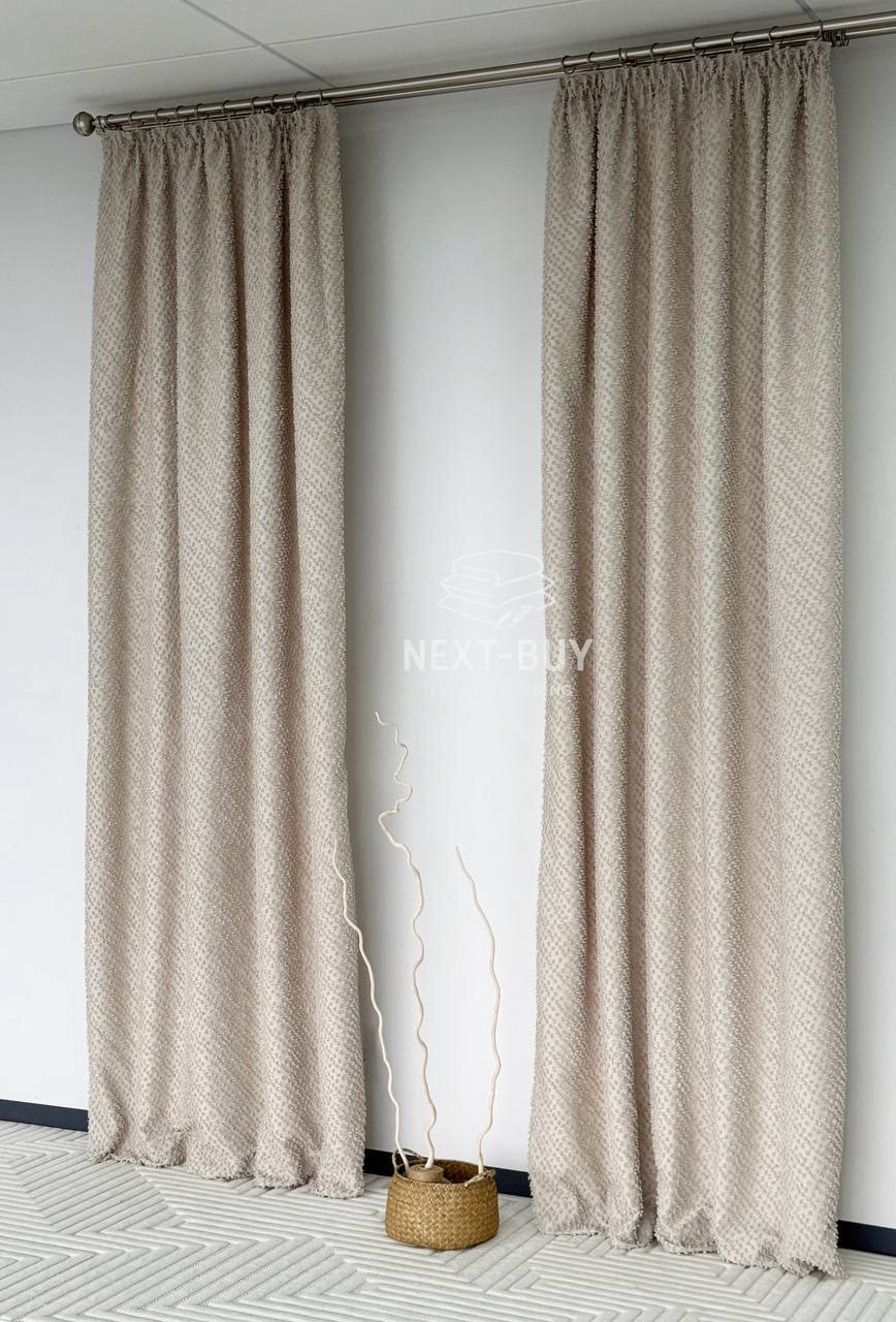 Штора Blackout Beige з 3D структурою “Coffee Beans” (Туреччина)