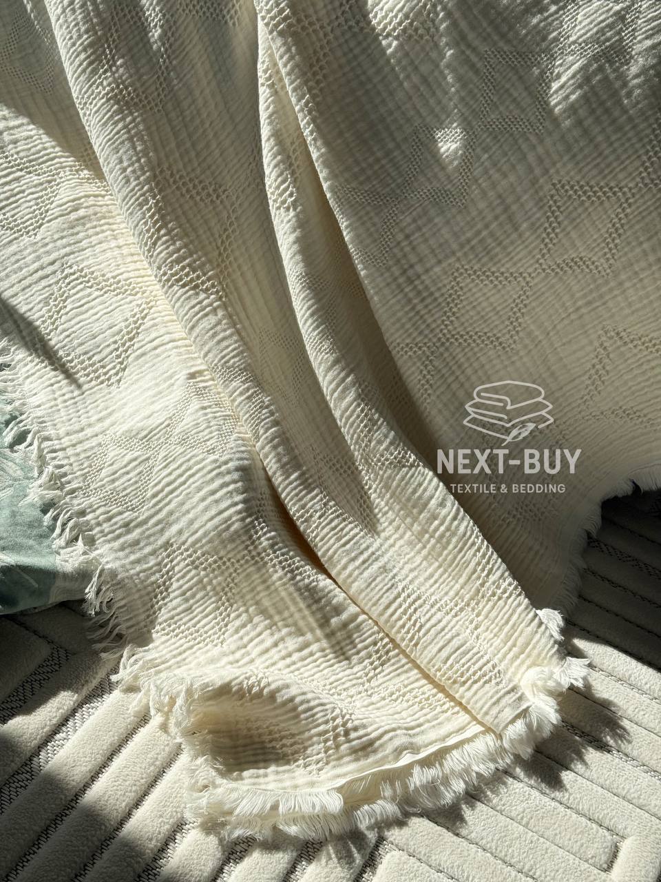 Муслінове покривало Saheser Oscar krem  євро Туреччина