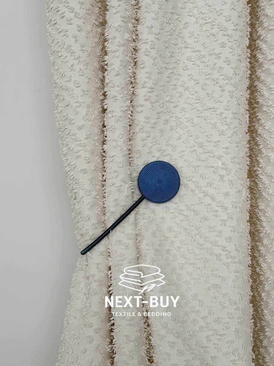 Магніт підхоплювач для штор круглий металевий синій Туреччина