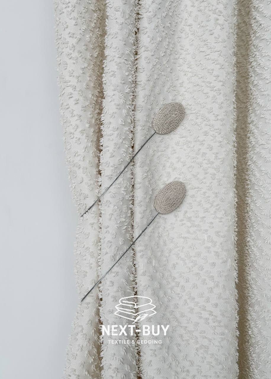 Магніт-підхват для штор овальний на тросі, бежевий Туречинна