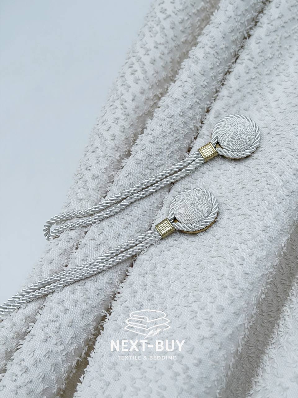 Магнітний підхват для штор кремовий з круглою брошкою Туречинна