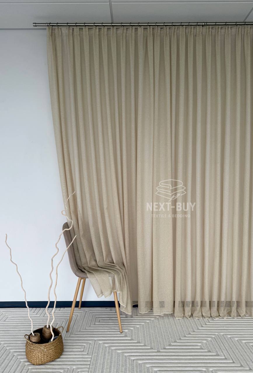 Бежевий тюль з льону Beige Cloud Veil Туреччина