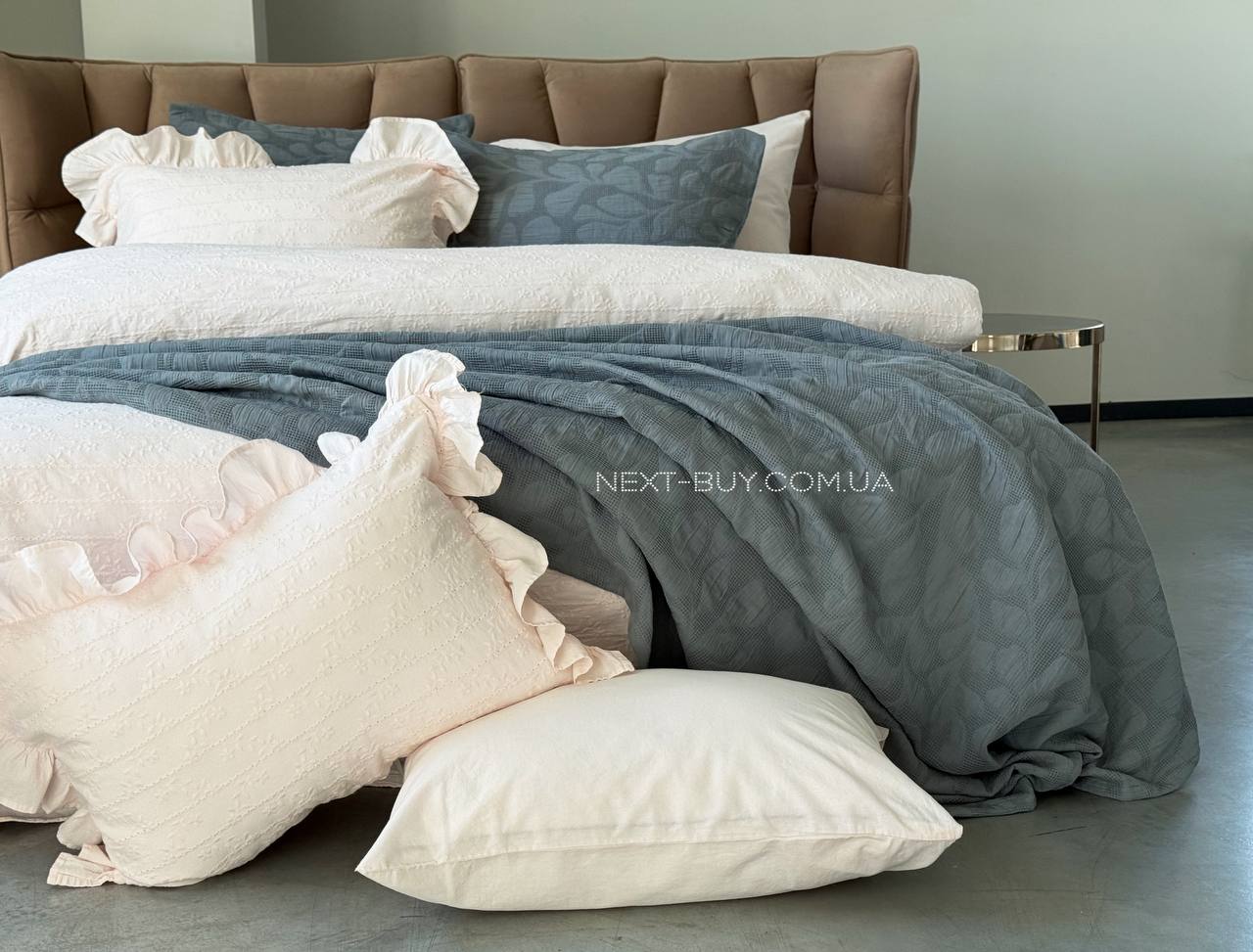 Жакардове покривало з наволочками Saheser Bambi gri  євро Туреччина